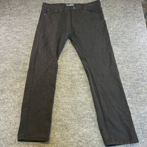 GS-115 Mens Black Denim Straight Leg Pants Size 36 Stretch Cotton Blend Jeans